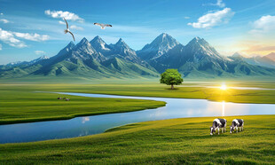 蓝天白云大草原