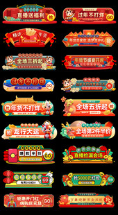 年货节国潮风胶囊入口图标签