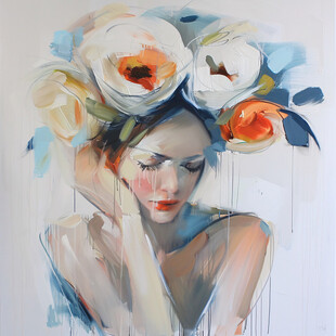 油彩画 人物 抽象的 抽象头像油画装饰画_图品汇