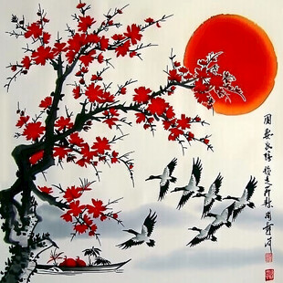 仙鹤花鸟画国画花鸟素材-仙鹤花鸟画国画花鸟图片-仙鹤花鸟画国画花鸟