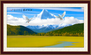 雪山风景画油画