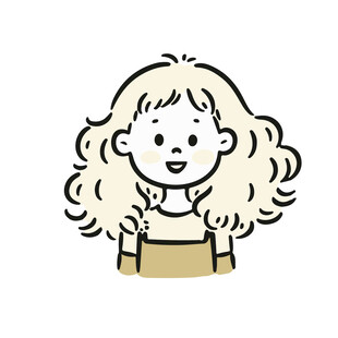 简约手绘涂鸦开心女孩卡通头像