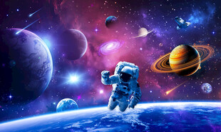 梦幻太空宇航员星球宇宙星空背景