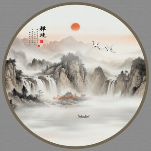 圆形山水画