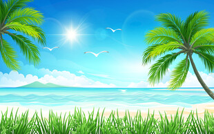 卡通海滩儿童房背景