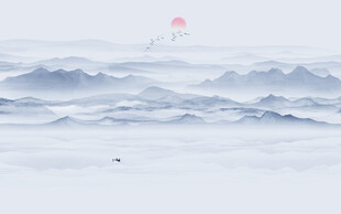 新中式山水画背景墙