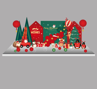 红绿色喜庆圣诞节美陈布置