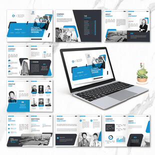 蓝色宣传画册word设计模板