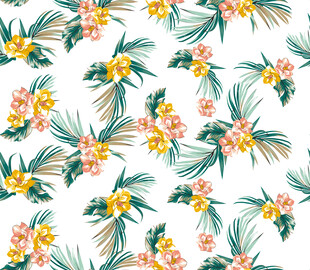 矢量热带花卉四方连续