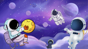 卡通儿童房太空背景墙