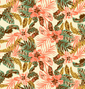 热带花卉矢量四方连续