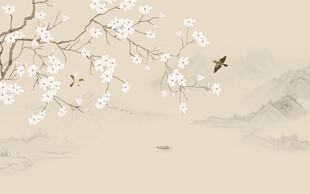 新中式花鸟画背景墙