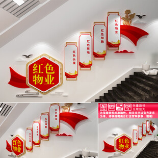 红色物业文化墙