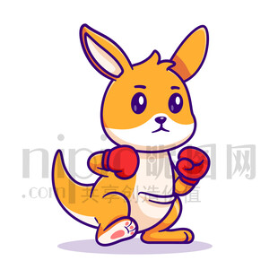 可爱卡通练拳击散打的袋鼠