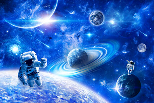 外太空星球宇航员银河星空背景墙