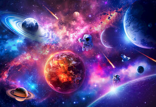 梦幻星球宇宙外太空银河陨石背景