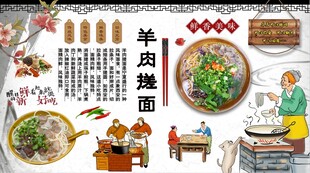 羊肉搓面背景墙