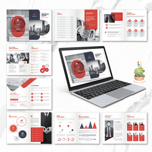 红色公司画册word设计模板