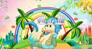 卡通恐龙背景墙