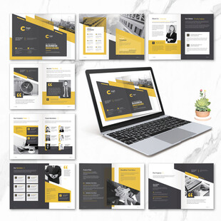 黄色简洁画册word设计模板