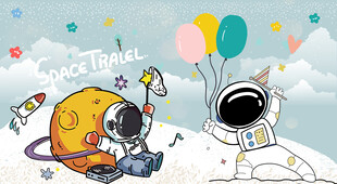 卡通儿童房外太空