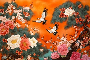 花鳥仙鶴圖 仙鹤花鸟画素材-仙鹤花鸟画图片-仙鹤花鸟画设计模板-昵图网