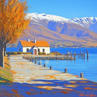 油彩画　湖畔 kkh010-f6-1.jpg