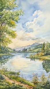 湖畔油画风景画素材-湖畔油画风景画图片-湖畔油画风景画设计模板-昵图网