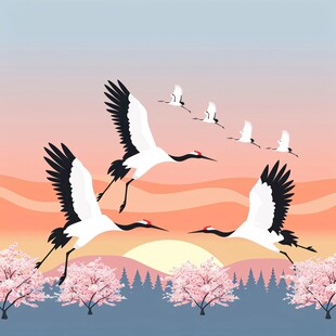 旭日仙鶴圖 旭日仙鹤素材-旭日仙鹤图片-旭日仙鹤设计模板-昵图网