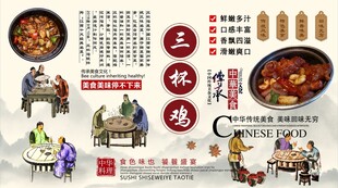 三杯鸡背景墙