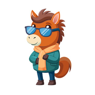 动物冬天戴围巾小马