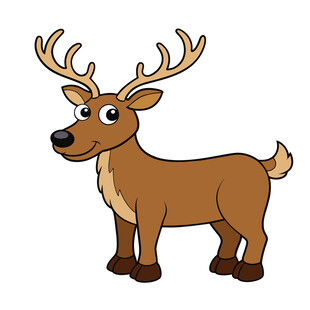 矢量动物一只驯鹿小鹿
