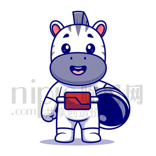 可爱卡通动物宇航员斑马