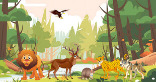 卡通森林动物背景