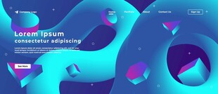 蓝色三维立体抽象矢量背景