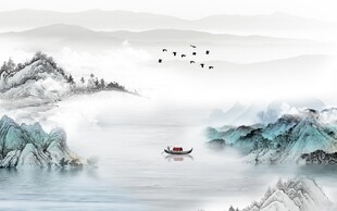 中式意境山水画