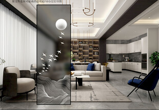 高清分层透明底平开门玻璃打印图