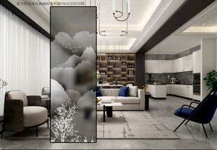 高清分层透明底平开门玻璃打印图