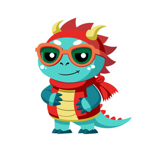 动物冬天穿棉衣十二生肖龙