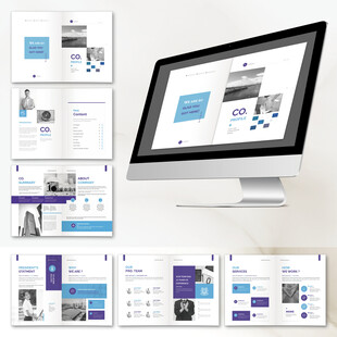 蓝色展示画册ID设计模板