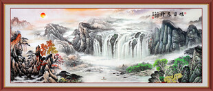 旭日东升山水画江山图