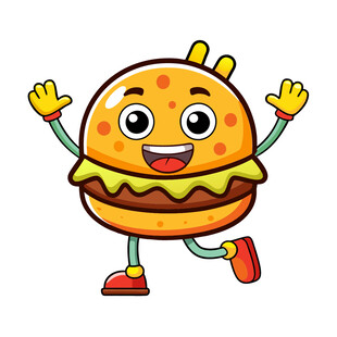 卡通可爱开心汉堡