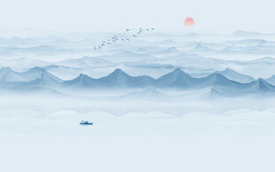 禅意水墨山水画