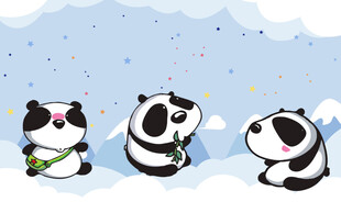 卡通熊猫背景墙