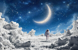 宇航员月球宇宙星空背景墙