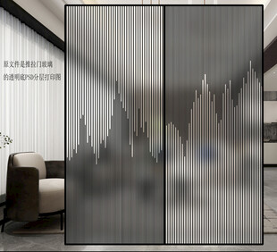 高清分层透明底推拉门玻璃打印图