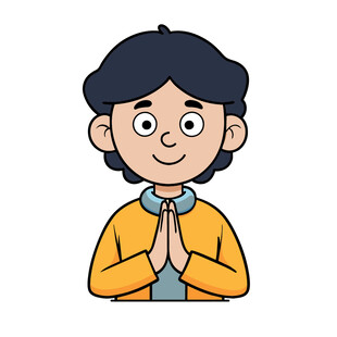 人物简约可爱祈福祈愿男孩
