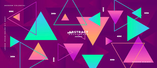 红底几何三角矢量背景