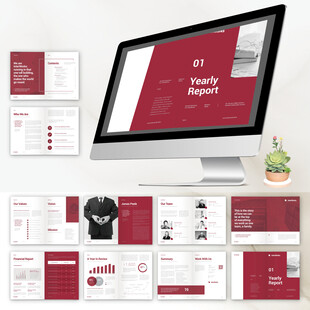 红色企业画册ID设计模板