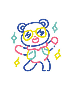 动物简约彩色线条戴墨镜熊猫